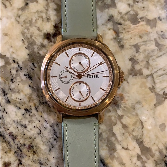 Fossil Accessories - Fossil Rose Gold Watch Sage Green Strap